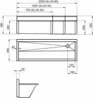 Mycí žlab Sanela 2250 mm, lékařský, nerez   SLUN 56